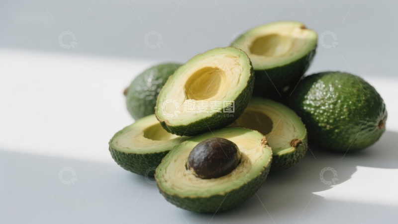 高清大图下载【趣麦麦图】新鲜切开的鳄梨展示