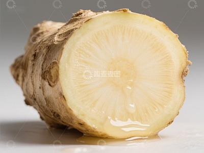新鲜姜根切面特写