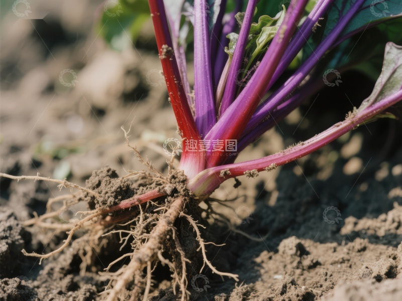 高清大图下载【趣麦麦图】紫色茎叶植物的根部特写