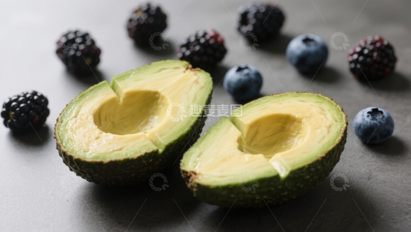 高清大图下载【趣麦麦图】切开的牛油果与浆果