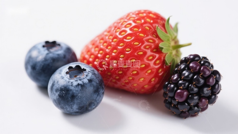 高清大图下载【趣麦麦图】新鲜草莓蓝莓黑莓特写