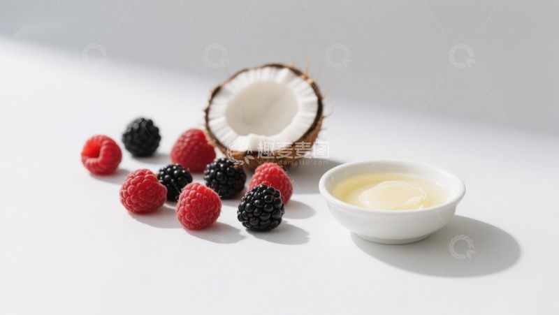 高清大图下载【趣麦麦图】椰子、浆果与蜂蜜的清新组合