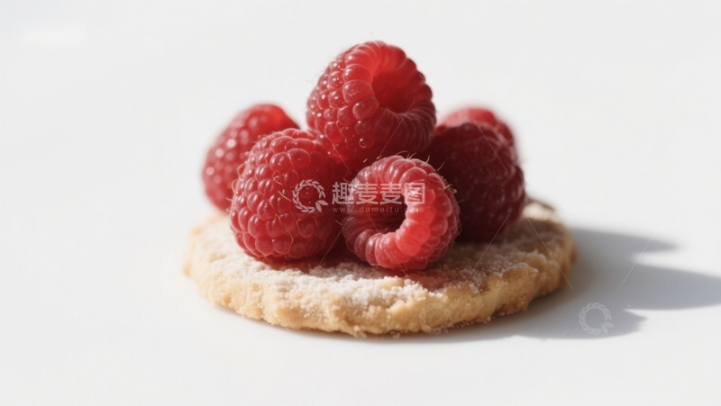 高清大图下载【趣麦麦图】新鲜覆盆子点缀的饼干