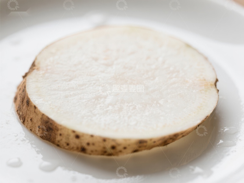 高清大图下载【趣麦麦图】新鲜切片的山药特写