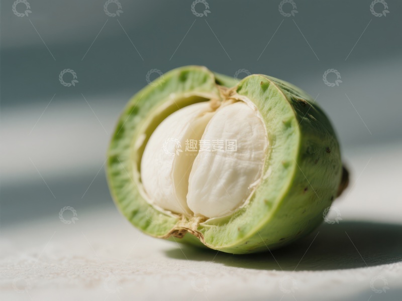 高清大图下载【趣麦麦图】新鲜绿壳坚果剖面特写