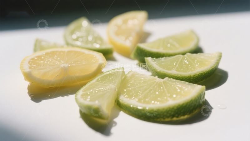 高清大图下载【趣麦麦图】柠檬与青柠切片的清新对比