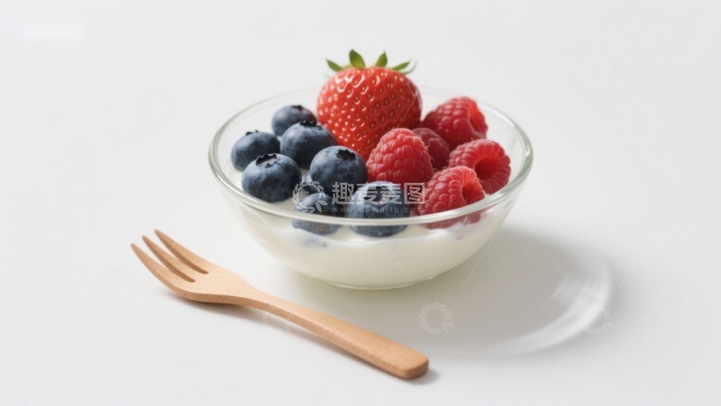 高清大图下载【趣麦麦图】酸奶配新鲜浆果