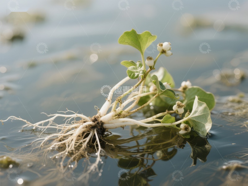 高清大图下载【趣麦麦图】水中生长的植物根系特写