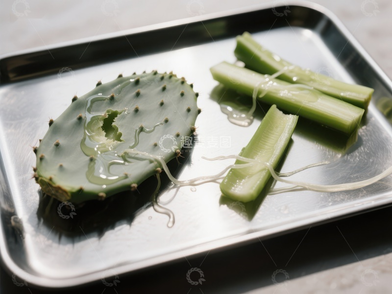 高清大图下载【趣麦麦图】仙人掌与黄瓜切片的对比展示