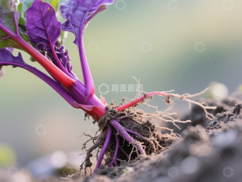 高清大图下载【趣麦麦图】紫色植物根部特写