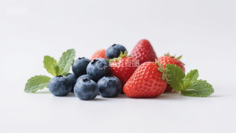 高清大图下载【趣麦麦图】新鲜蓝莓与草莓的组合