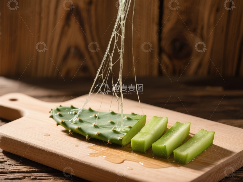 高清大图下载【趣麦麦图】切片芦荟上的粘液滴落