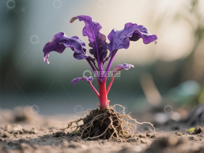 高清大图下载【趣麦麦图】紫色幼苗破土而出