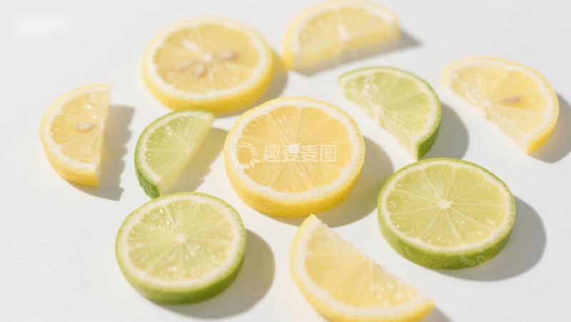 高清大图下载【趣麦麦图】柠檬与青柠切片的清新展示