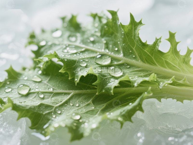 高清大图下载【趣麦麦图】新鲜绿叶上的水珠特写