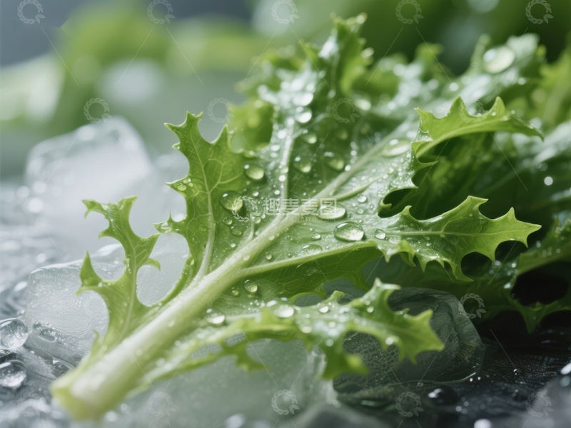 高清大图下载【趣麦麦图】冰镇新鲜生菜特写
