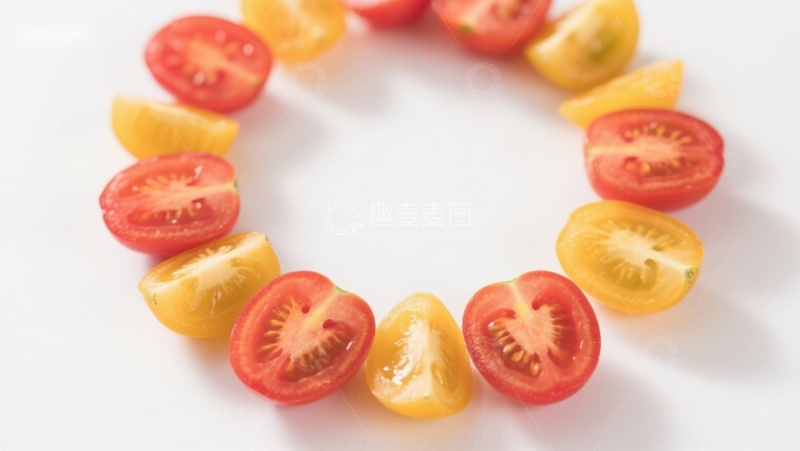 高清大图下载【趣麦麦图】多彩番茄切片围成圆形