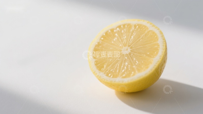 高清大图下载【趣麦麦图】切开的柠檬半片，阳光照射