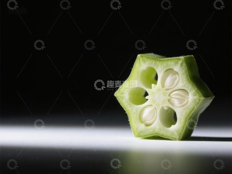 高清大图下载【趣麦麦图】切片秋葵的星形内部结构