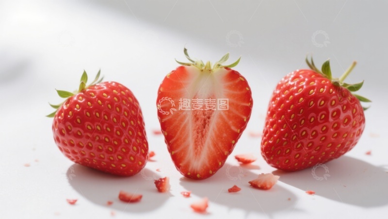 高清大图下载【趣麦麦图】新鲜草莓切片展示