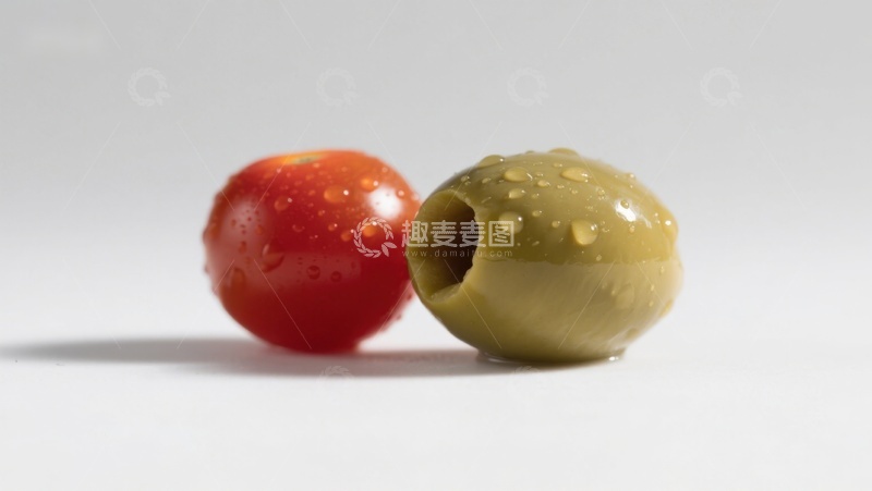 高清大图下载【趣麦麦图】樱桃番茄与青橄榄的对比