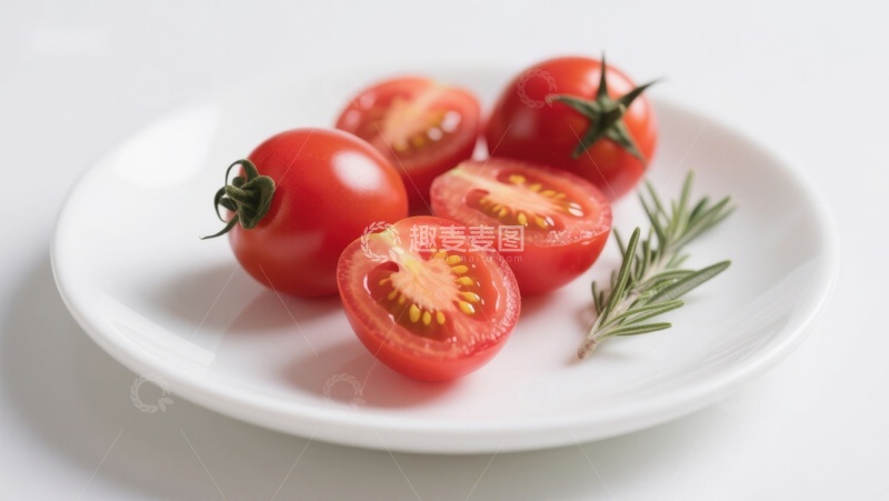 高清大图下载【趣麦麦图】新鲜樱桃番茄与迷迭香