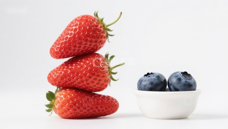 高清大图下载【趣麦麦图】草莓堆叠与蓝莓对比