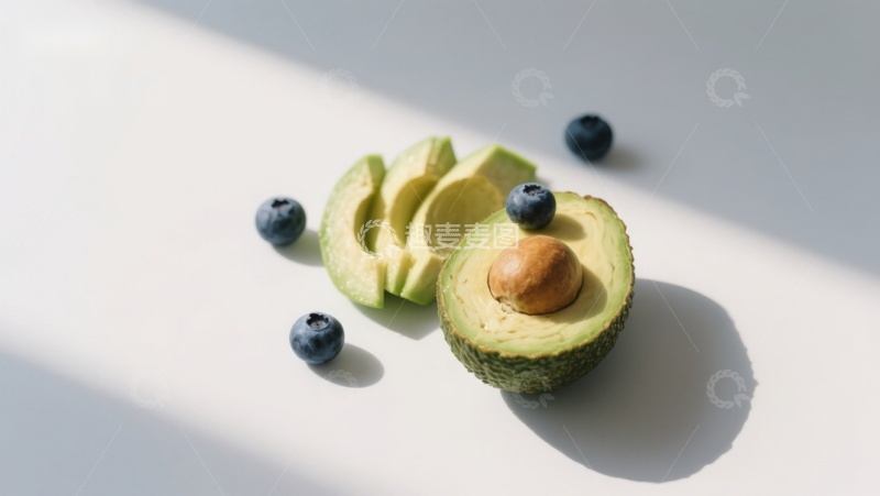高清大图下载【趣麦麦图】切开的牛油果与蓝莓