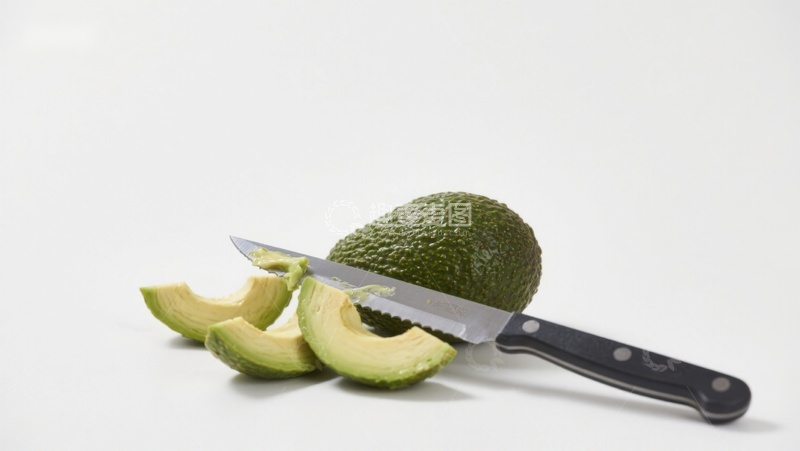 高清大图下载【趣麦麦图】切开的牛油果与刀具