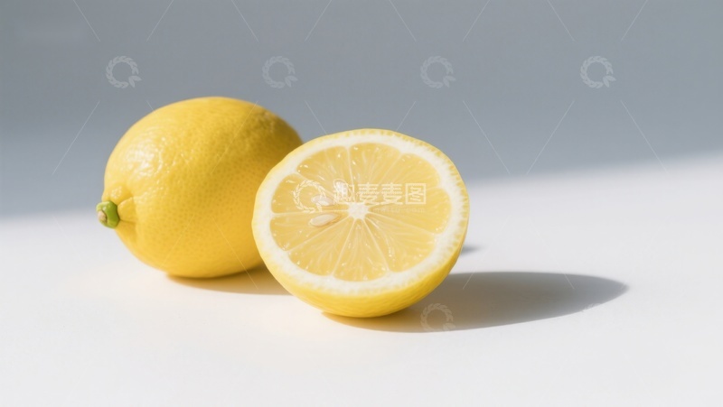 高清大图下载【趣麦麦图】新鲜柠檬，一半切开展示