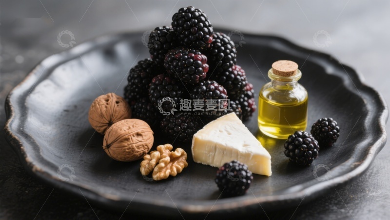 高清大图下载【趣麦麦图】黑莓核桃奶酪组合