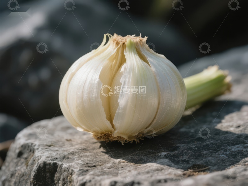 高清大图下载【趣麦麦图】新鲜大蒜置于岩石之上