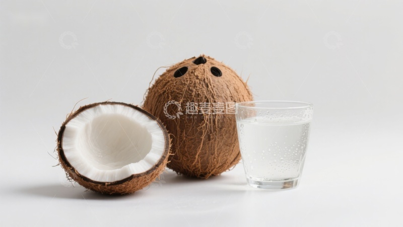 高清大图下载【趣麦麦图】椰子与椰汁，清新自然饮品