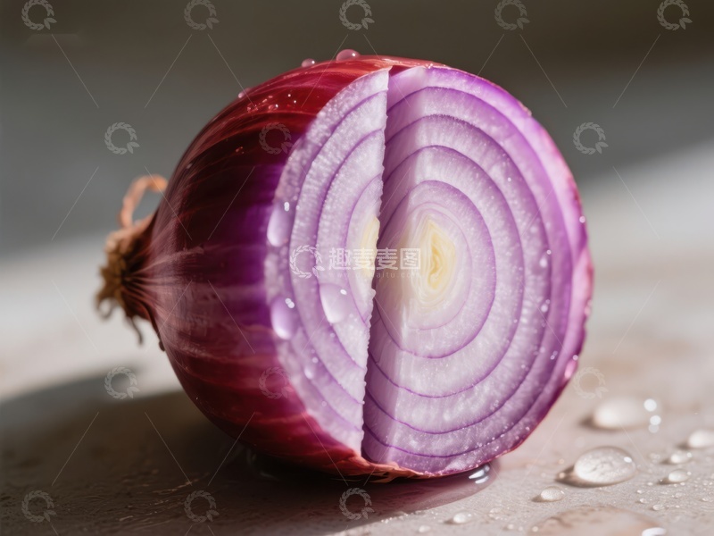 高清大图下载【趣麦麦图】-切开的红洋葱特写