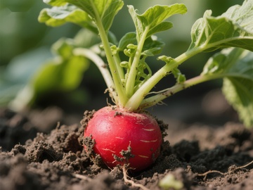 新鲜萝卜在土壤中生长