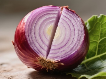 切开的红洋葱特写