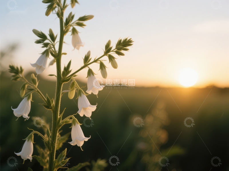 高清大图下载【趣麦麦图】日落时分的白色花朵
