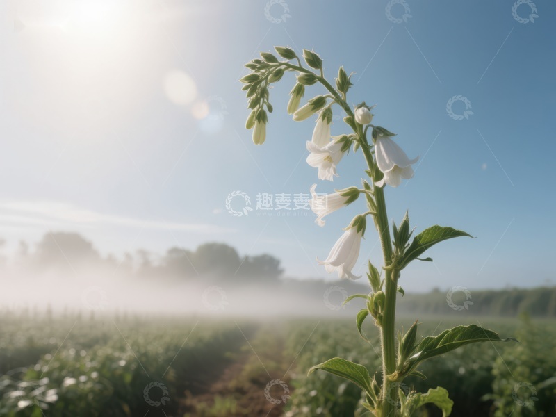 高清大图下载【趣麦麦图】晨雾中的烟草花