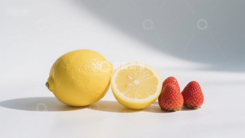 高清大图下载【趣麦麦图】柠檬与草莓的清新组合