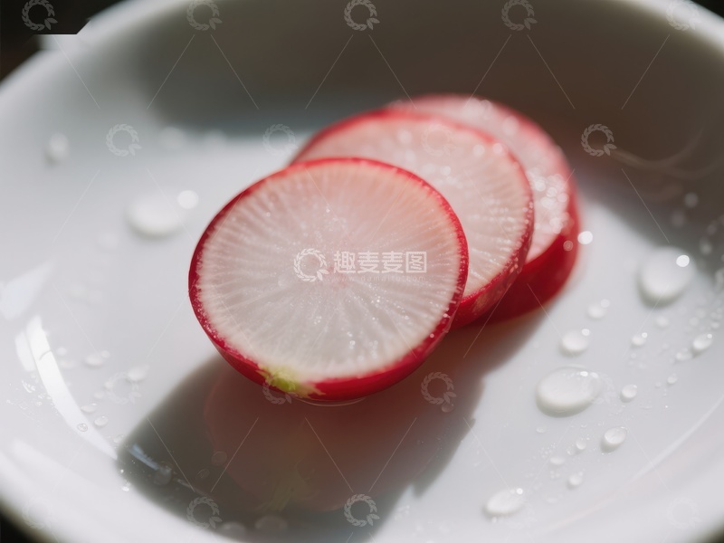 高清大图下载【趣麦麦图】新鲜切片萝卜置于白色碗中