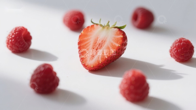高清大图下载【趣麦麦图】草莓与覆盆子的清新组合