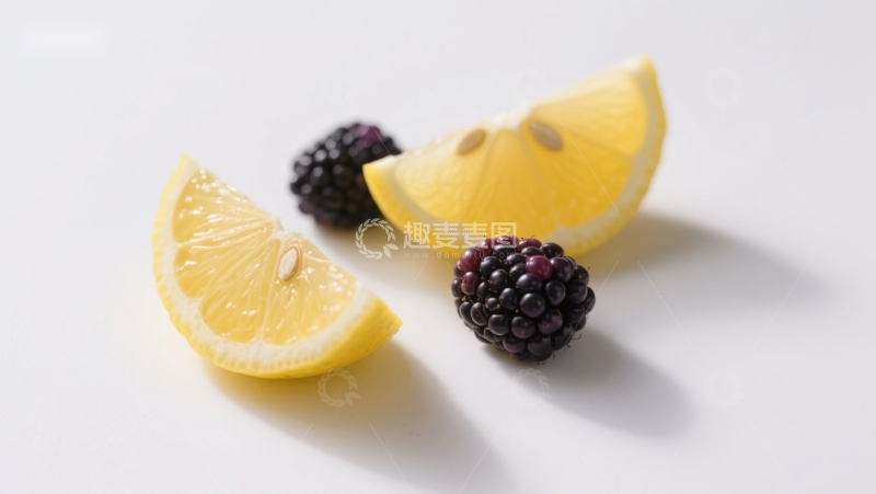 高清大图下载【趣麦麦图】柠檬切片与黑莓的清新组合