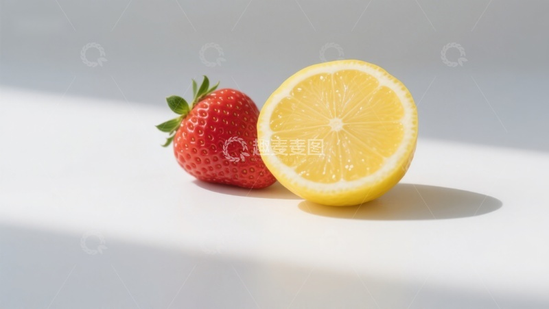 高清大图下载【趣麦麦图】草莓与柠檬的清新组合