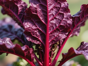 深红色羽衣甘蓝叶特写