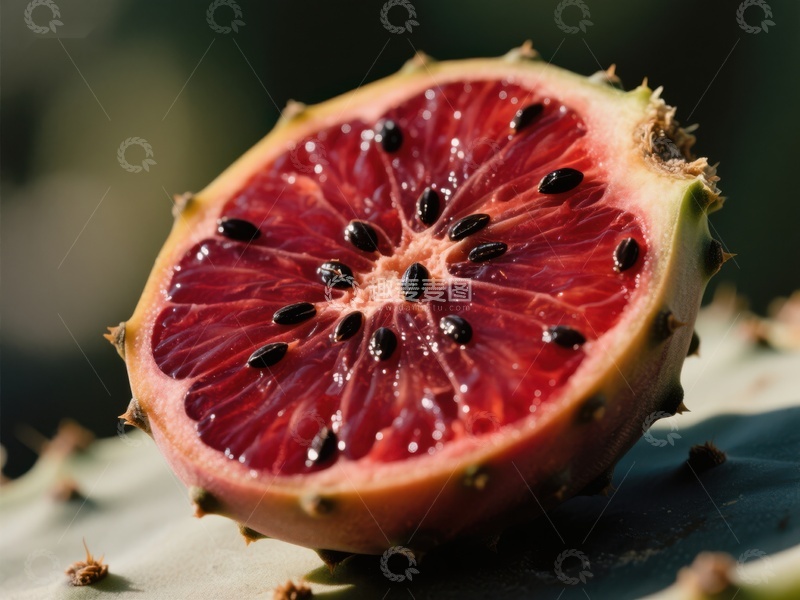 高清大图下载【趣麦麦图】切开的火龙果展示鲜艳红色果肉
