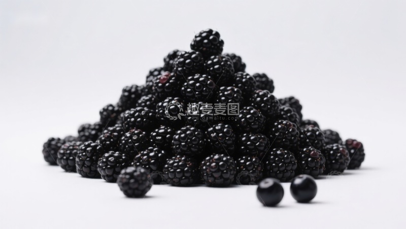 高清大图下载【趣麦麦图】新鲜黑莓堆叠特写