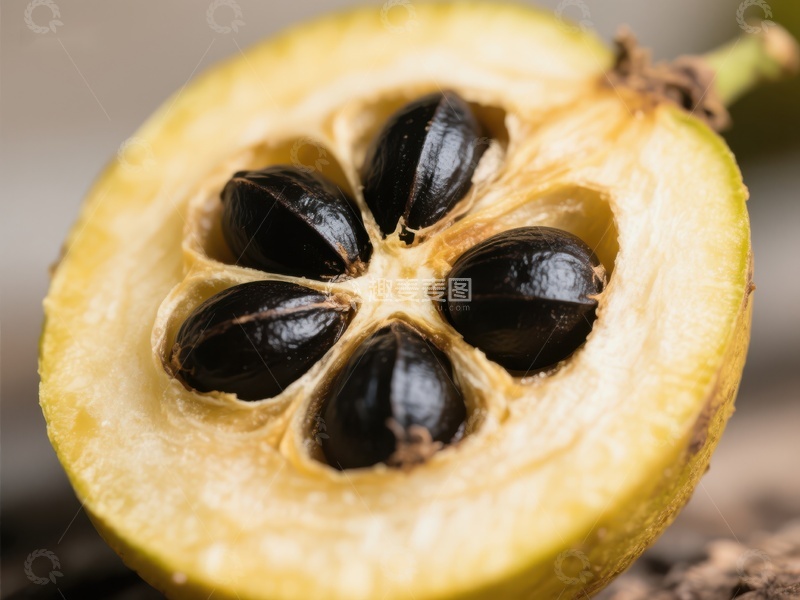 高清大图下载【趣麦麦图】新鲜切开的果实内部特写