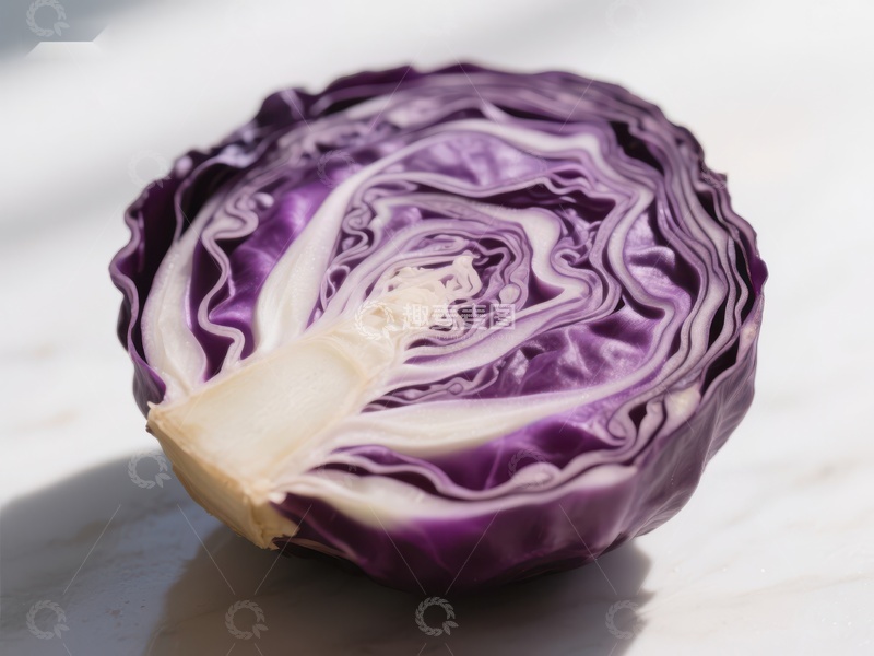 高清大图下载【趣麦麦图】新鲜紫甘蓝的横切面