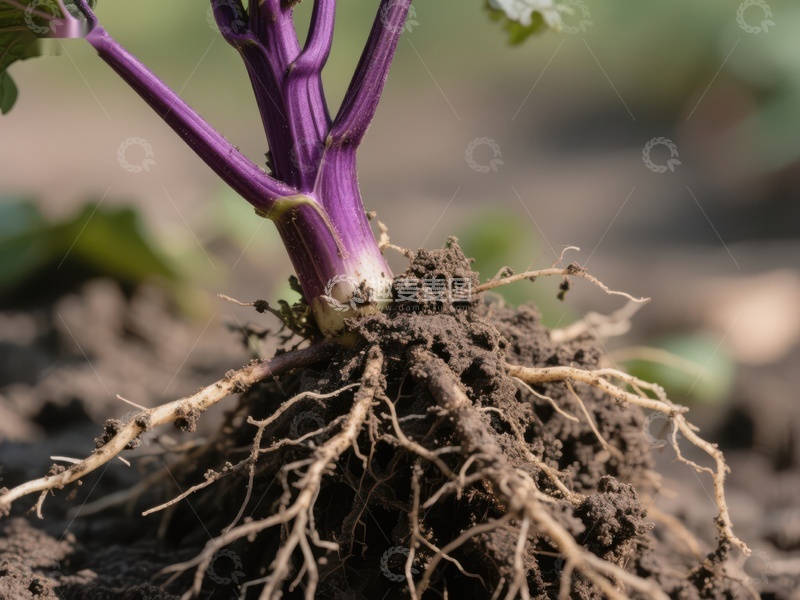 高清大图下载【趣麦麦图】紫色茎植物的根部特写