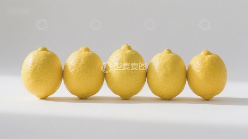 高清大图下载【趣麦麦图】五个柠檬整齐排列